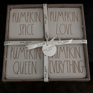 Rae Dunn “Pumpkin” Fall Coasters (set of 4) NWT